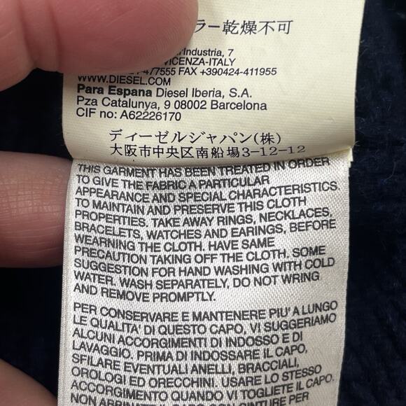 Vintage Diesel Gold Label Y2K Wool Sweater Chunky Mixed Cable Knit Small Blue - Picture 11 of 14